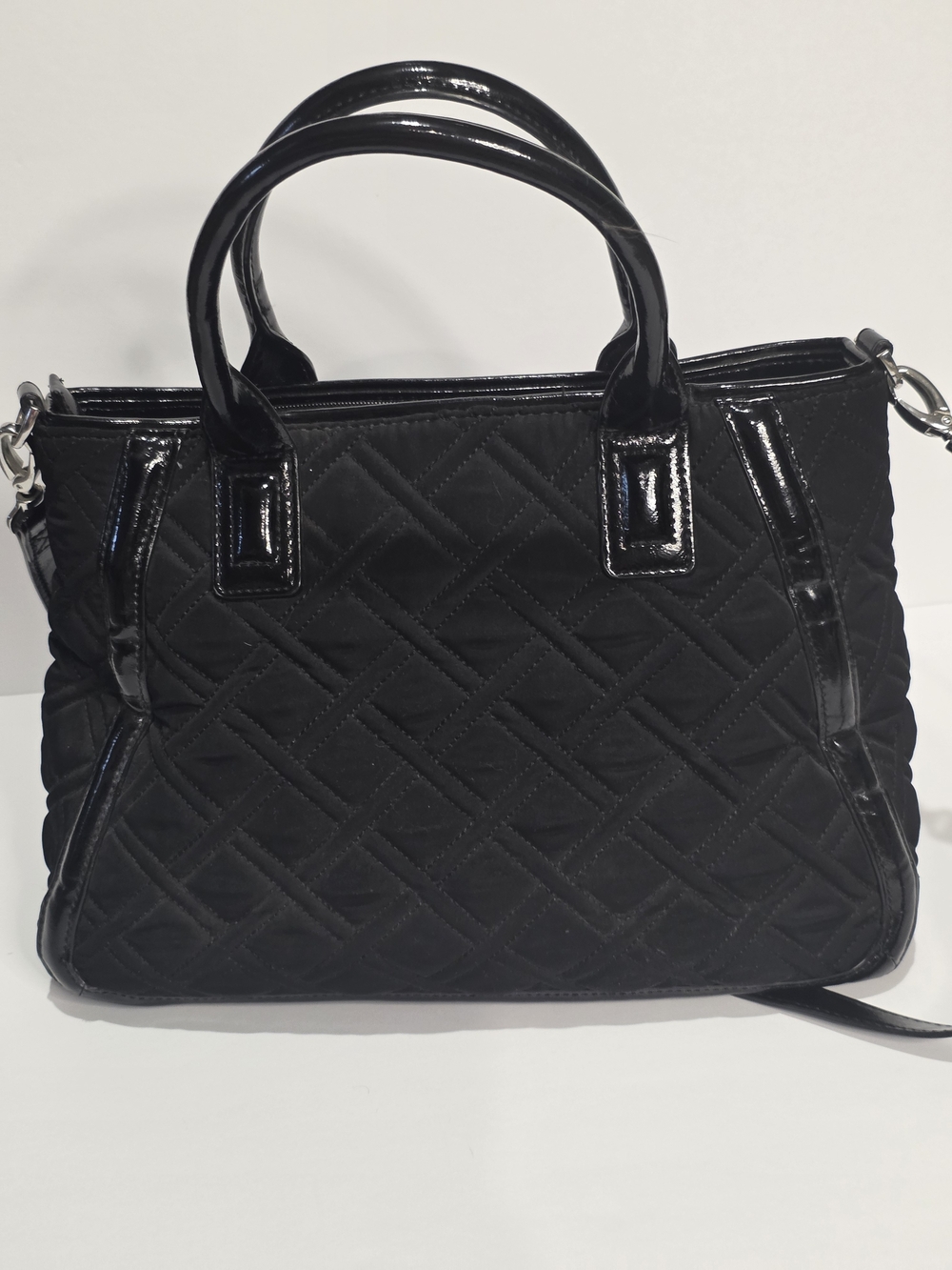 Vera Bradley Black Quilted Satchel with Patent Trim - Picture 8 of 11
